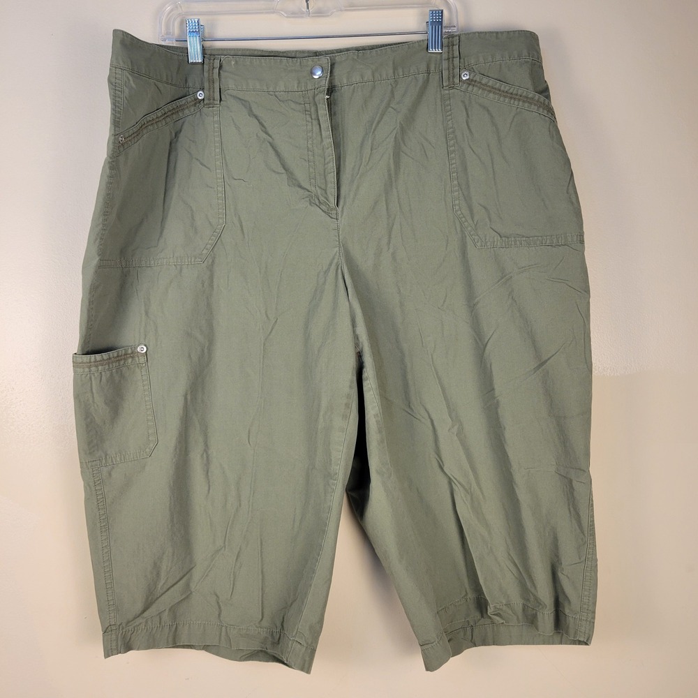 Jones New York Sport Woman Olive Green Cargo Capri Pants Plus Size 20W Utility